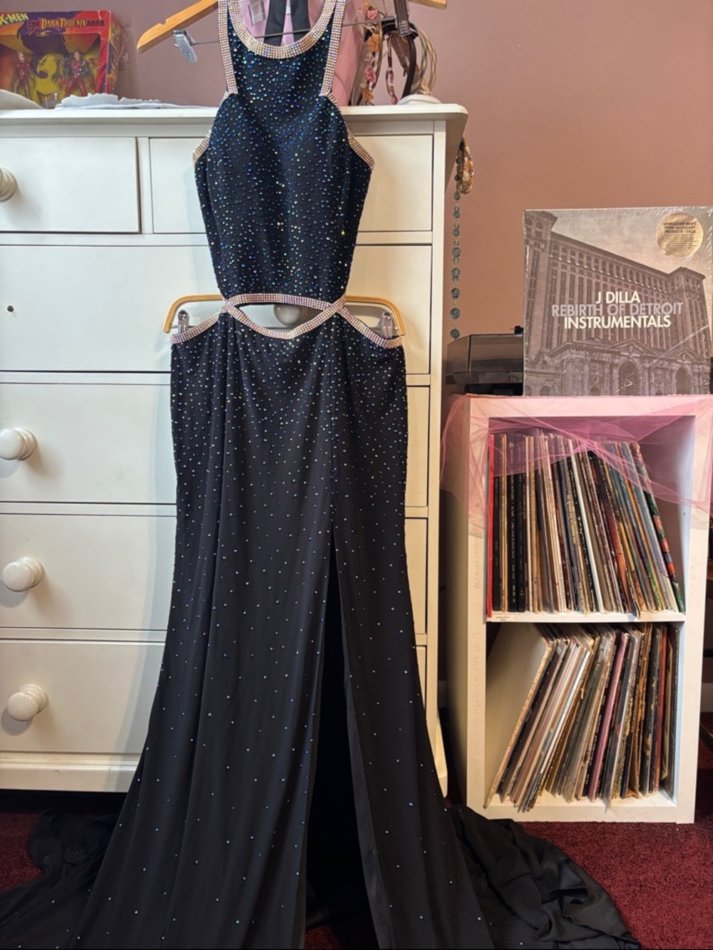 Jovani Couture Black Tie Evening Gown Pageant Prom Sparkle Embellished Gold Slit